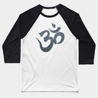 OM: Denim Fabric Stitches Baseball T-Shirt